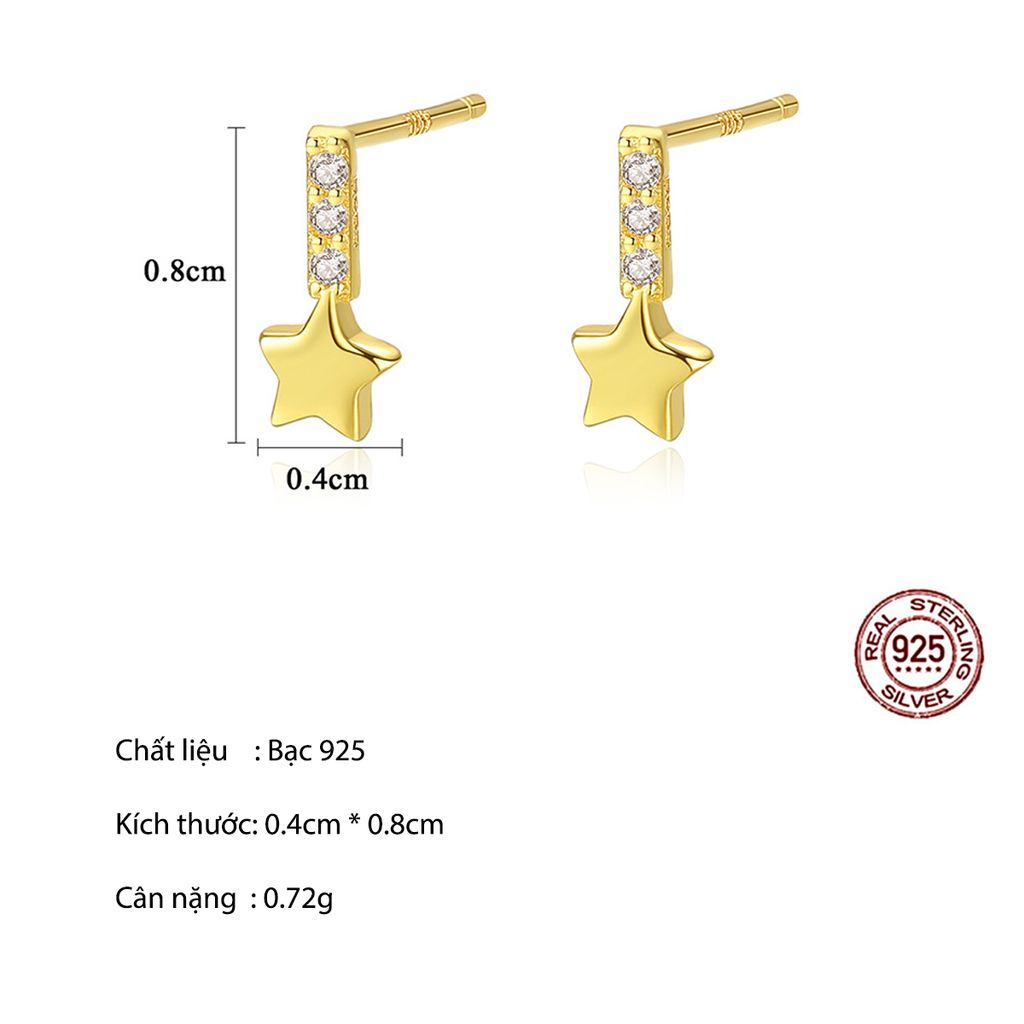 Bông Tai Bạc Dungo Star Earrings DU16C02