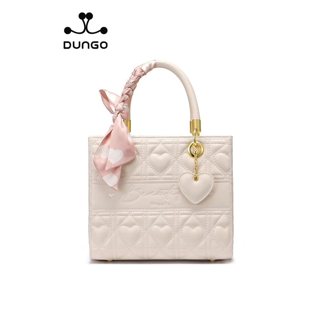 Túi Xách Quai Khăn Lụa Tim Trắng NU1172003-48S