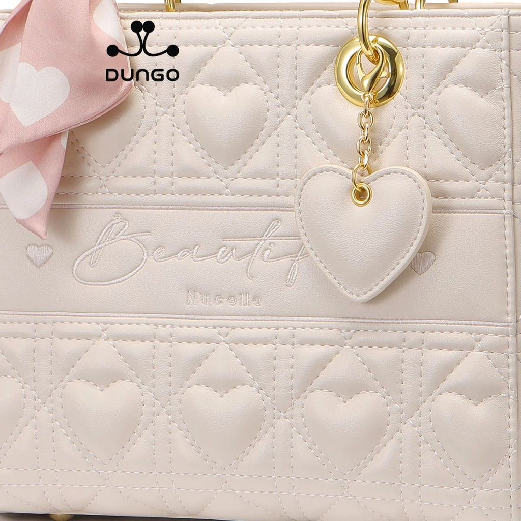 Túi Xách Quai Khăn Lụa Tim Trắng NU1172003-48S