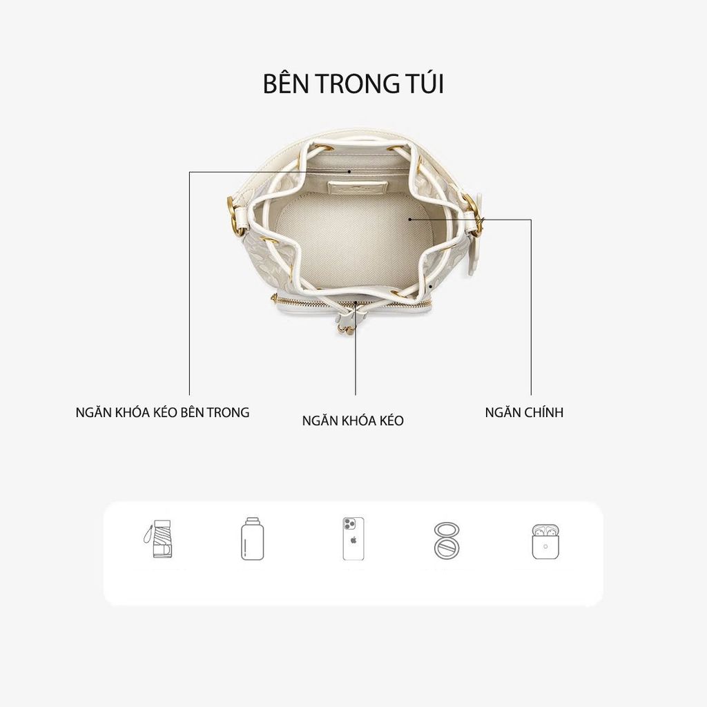 Túi Bucket Charm Ngựa NU1172242-48 Trắng Kem