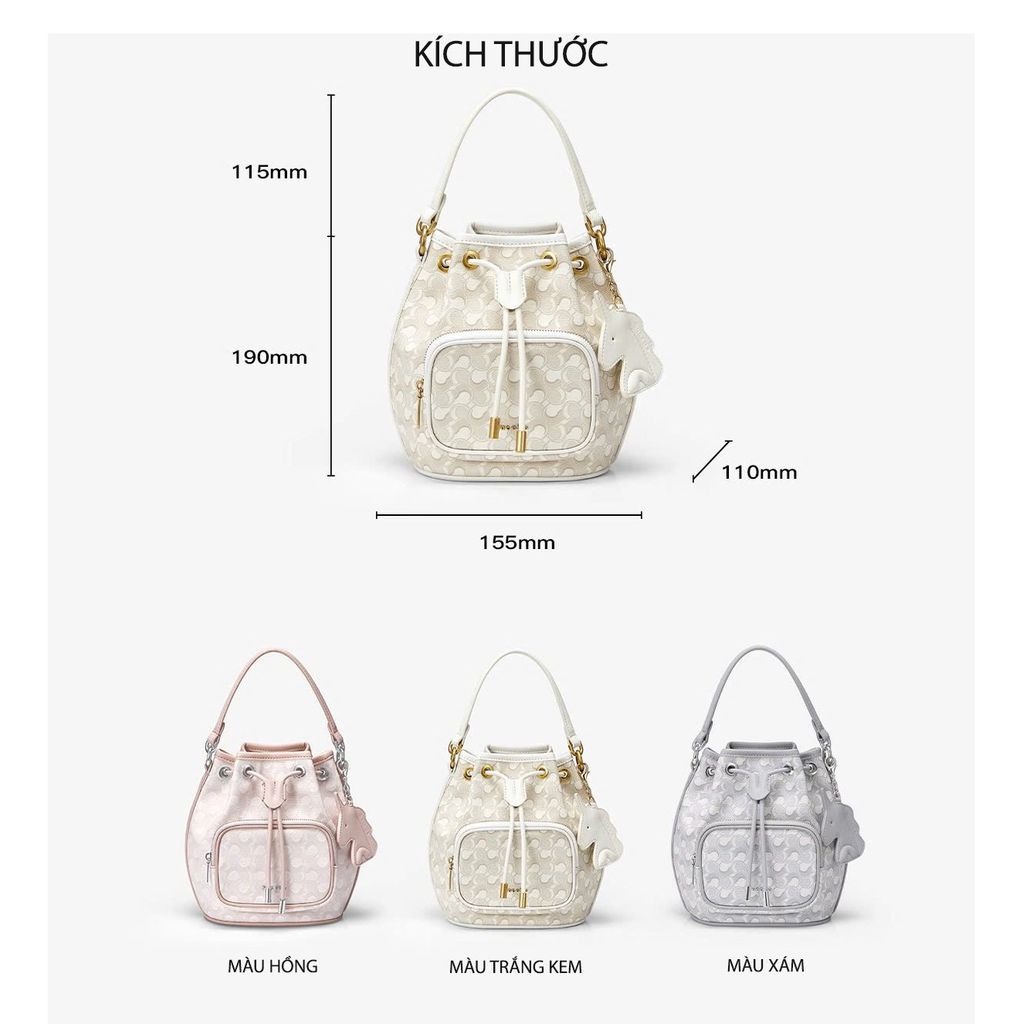 Túi Bucket Charm Ngựa NU1172242-48 Trắng Kem