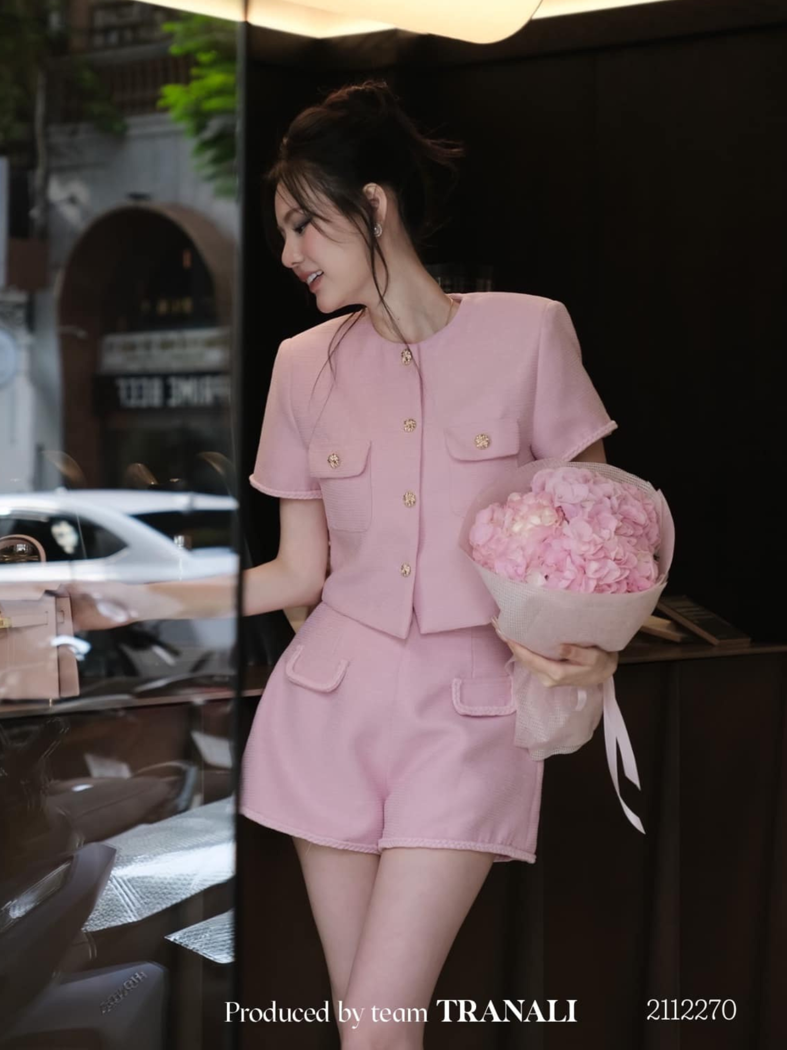 เซ็ต DẠ ทวีด TN ขอบ กางเกง ขาสั้น W12