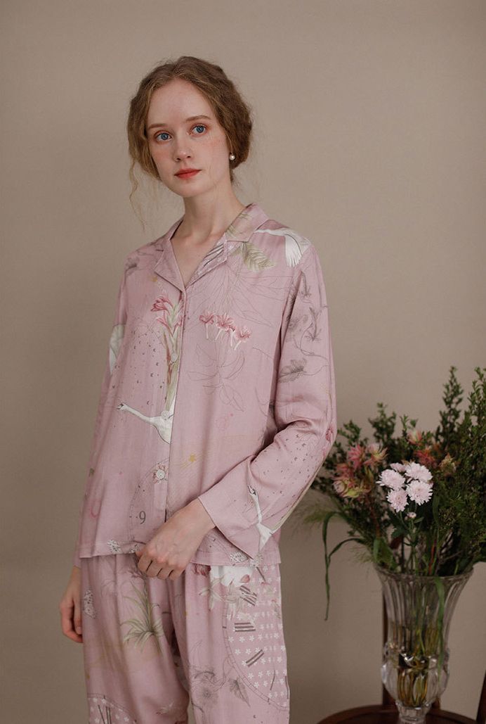  BỘ NGỦ HOA TIẾT FLAMINGO SANG TRỌNG VẢI VISCOSE CAO CẤP 