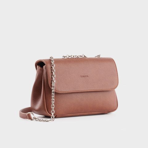 Túi đeo chéo da nữ nắp gập kèm dây phối xích hiện đại Trita RHN212B màu bò