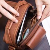  Túi Trita (Thời trang nam phối ngăn - Túi đeo chéo da RTN3BN) màu bò nhạt 