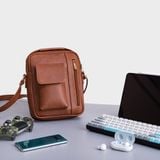  Túi Trita (Thời trang nam phối ngăn - Túi đeo chéo da RTN3BD) màu bò đậm 