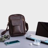  Túi Trita (Thời trang nam phối ngăn - Túi đeo chéo da RTN3N) màu nâu 