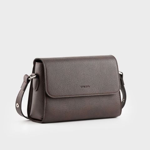 Túi đeo chéo da nữ hình hộp khóa nam châm basic Trita RHN155N màu nâu