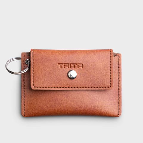  Ví Trita (Thời trang nam nắp gập - Ví móc khóa da liberal RMK1BD) màu bò đậm 