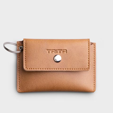  Ví Trita (Thời trang nam nắp gập - Ví móc khóa da liberal RMK1BN) màu bò nhạt 