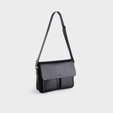  Túi Trita (Thời trang nam phối ngăn đôi - Túi đeo chéo da RTN6D) màu đen 