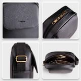  Túi Trita (Thời trang nam phối nắp gập - Túi đeo chéo da RTN14D) màu đen 