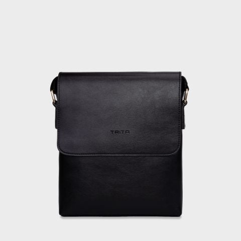  Túi Trita (Thời trang nam nắp gập - Túi đeo chéo da RTN1D) màu đen 