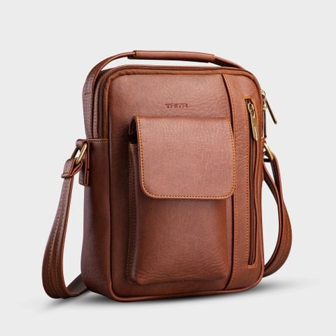  Túi Trita (Thời trang nam phối ngăn - Túi đeo chéo da RTN3BD) màu bò đậm 