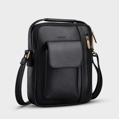  Túi Trita (Thời trang nam phối ngăn - Túi đeo chéo da RTN3D) màu đen 