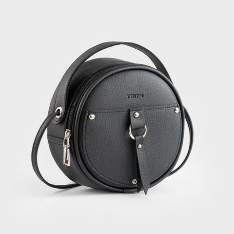 Túi đeo chéo da nữ dáng tròn thanh lịch Trita RHN65D màu đen