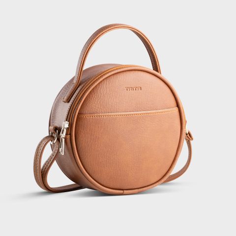 Túi đeo chéo da nữ dáng tròn thời trang Trita RHN261B màu bò