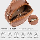 Túi Trita (Thời trang nữ form tròn viền chỉ - Túi đeo chéo da RHN164D) màu đen 