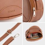  Túi Trita (Thời trang nữ form tròn viền chỉ - Túi đeo chéo da RHN164N) màu nâu 