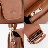  Túi Trita (Thời trang nữ kiểu dáng quai kép size 18 - Túi đeo chéo da RHN227N) màu nâu 