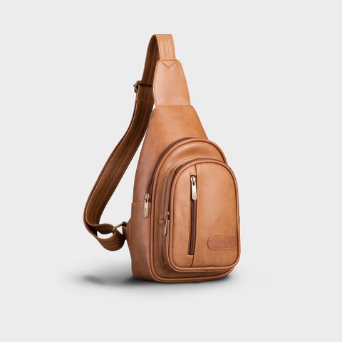  Balo Trita (Thời trang nam đi chơi - Balo đeo chéo da RBAC01BN) màu bò nhạt 