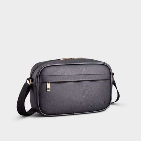  Túi Trita (Thời trang nam bo viền - Túi đeo chéo da RTN10D) màu đen 