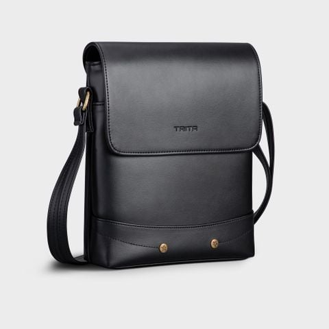  Túi Trita (Thời trang nam nắp gập - Túi đeo chéo da RTN4D) màu đen 