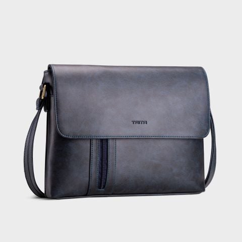  Túi Trita (Thời trang nam phối ngăn - Túi đeo chéo da RTN5X) màu Xanh đen 