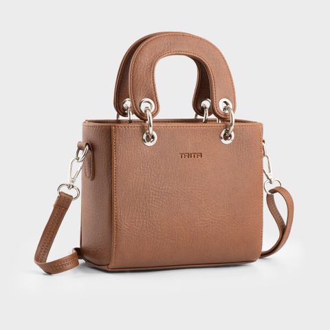 Túi xách da nữ quai bản to phối khoen kim loại Trita RTX24B màu bò