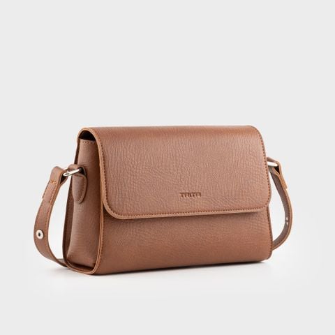 Túi đeo chéo da nữ hình hộp khóa nam châm basic Trita RHN155B màu bò