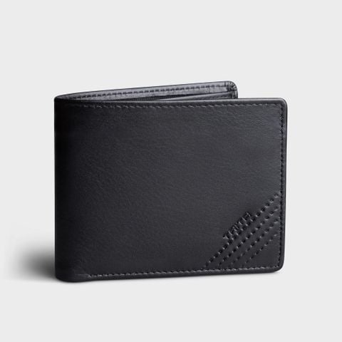  Ví nam da bò Trita (Thời trang nam dáng ngang sọc chéo - Ví da RVN19D) màu đen 