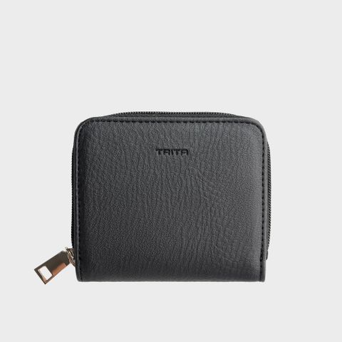 Ví da nữ mini cầm tay phối khóa kéo Trita RV84D màu đen