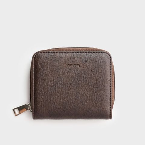 Ví da nữ mini cầm tay phối khóa kéo Trita RV84N màu nâu