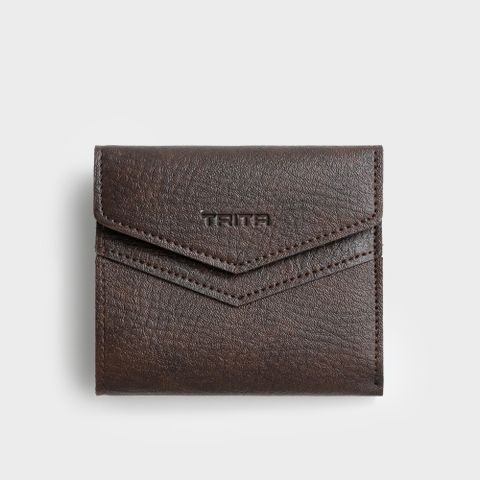 Ví da nữ nắp gập viền thoi Trita RV88N màu nâu