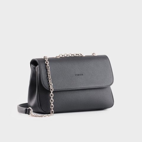 Túi xách da nữ nắp gập kèm dây phối xích hiện đại Trita RHN212D màu đen