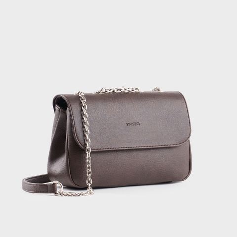 Túi xách da nữ nắp gập kèm dây phối xích hiện đại Trita RHN212N màu nâu