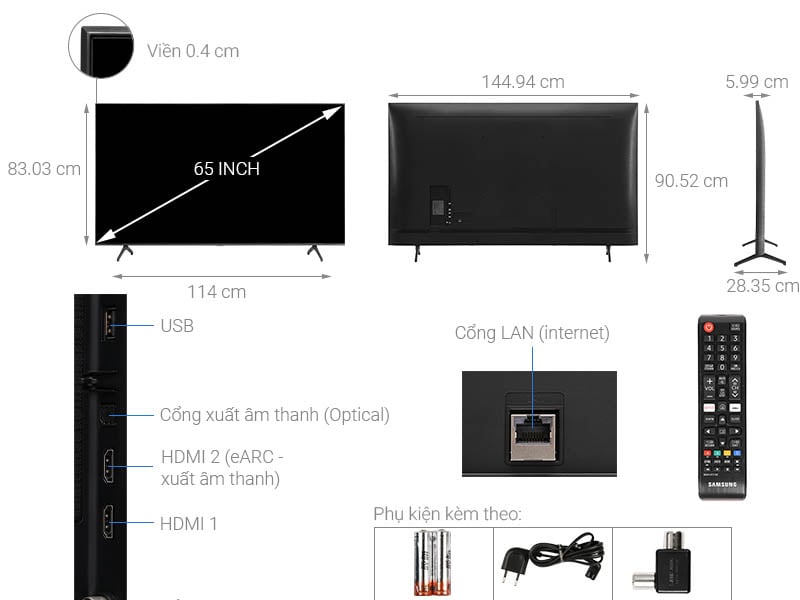 Smart Tivi Samsung 4K 65 inch UA65TU7000 Crystal UHD