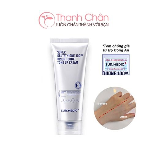 Kem Dưỡng Thể Trắng Da Nâng Tông Sur.Medic+ Super Glutathione 100TM Bright Body Tone Up Cream