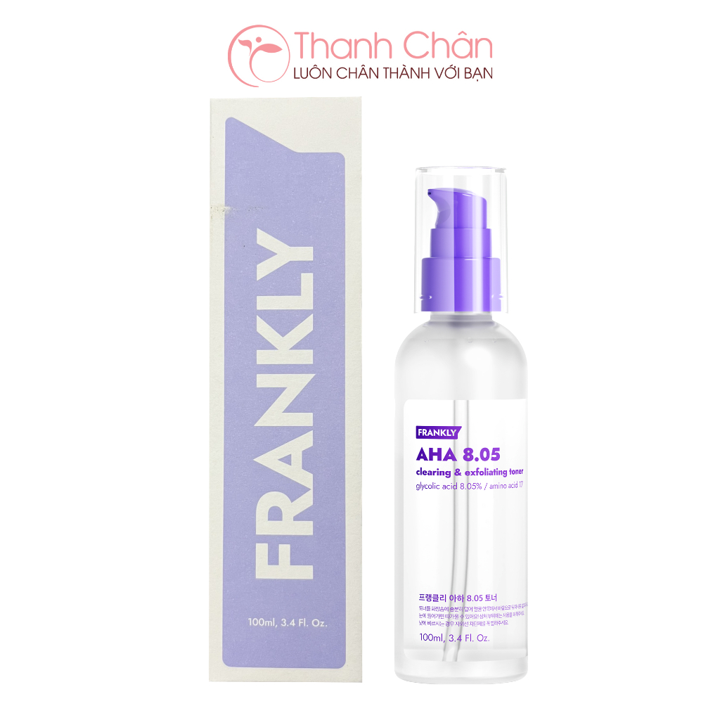 Toner tẩy tế bào chết hóa học Frankly AHA Toner 100ml