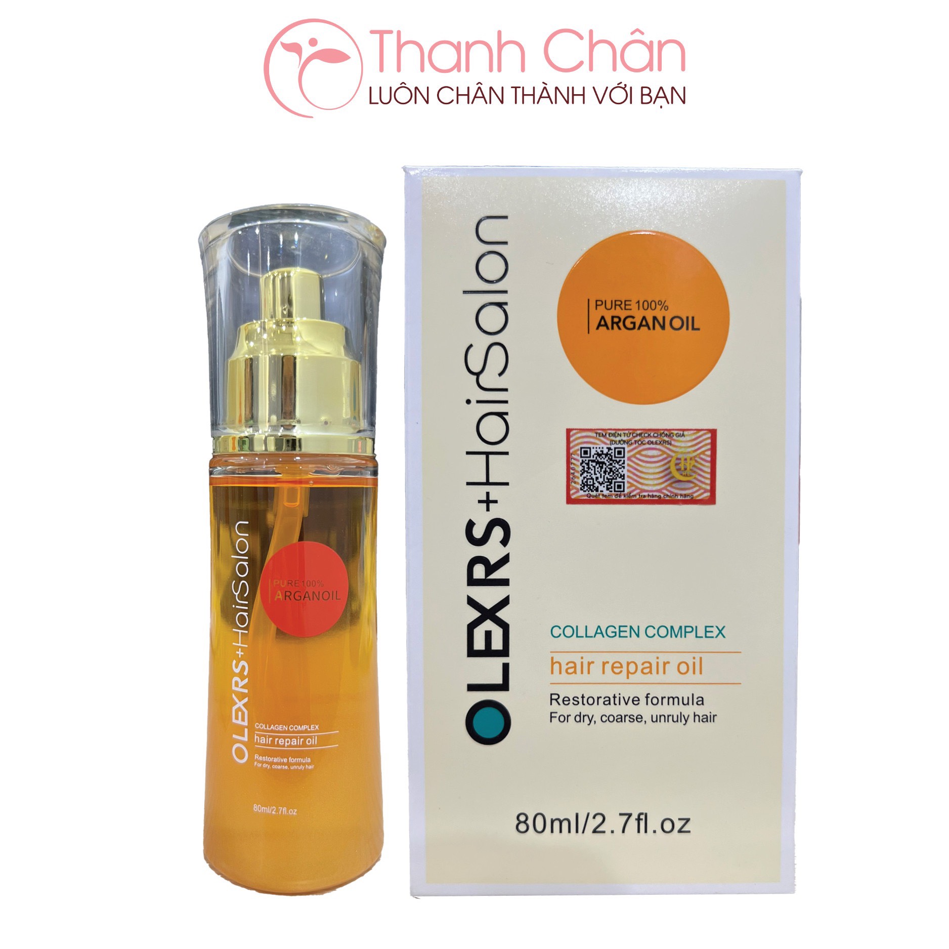 Dầu dưỡng tóc OLEXRS Collagen Complex Hair Repair Oil 80ml Thanh Chân