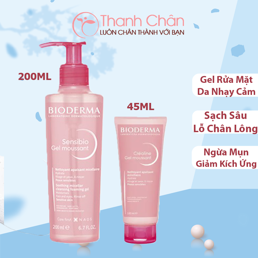 Gel rửa mặt tạo bọt cho da nhạy cảm Bioderma Sensibio Gel Moussant - 4  Thanh Chân Cosmetics cửa hàng mỹ phẩm chính hãng