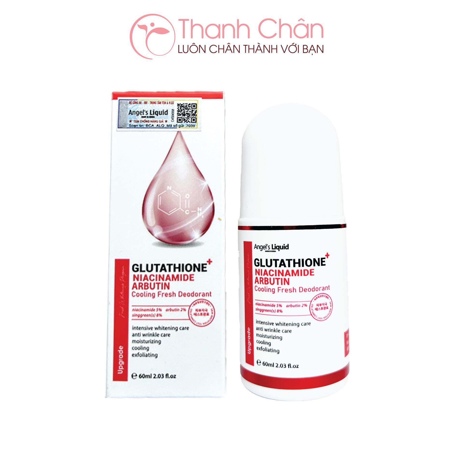 Lăn Khử Mùi Dưỡng Trắng, Giảm Thâm Angel Liquid Glutathione + Niacinamide  Fresh Deodorant 60ml