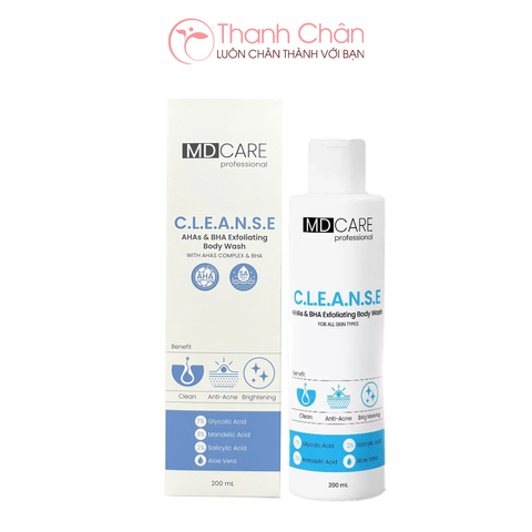 Sữa tắm MD Care C.L.E.A.N.S.E AHAs & BHA Exfoliating Body Wash 200ml