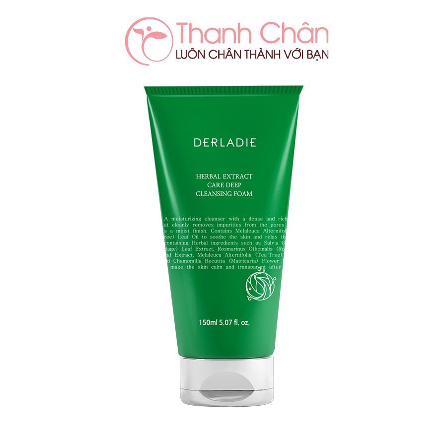 Sữa Rửa Mặt Tràm Trà Derladie Sạch Sâu, Kiềm Dầu Cho Da Mụn Derladie Herbal Extract Care Deep Cleansing Foam 150ml