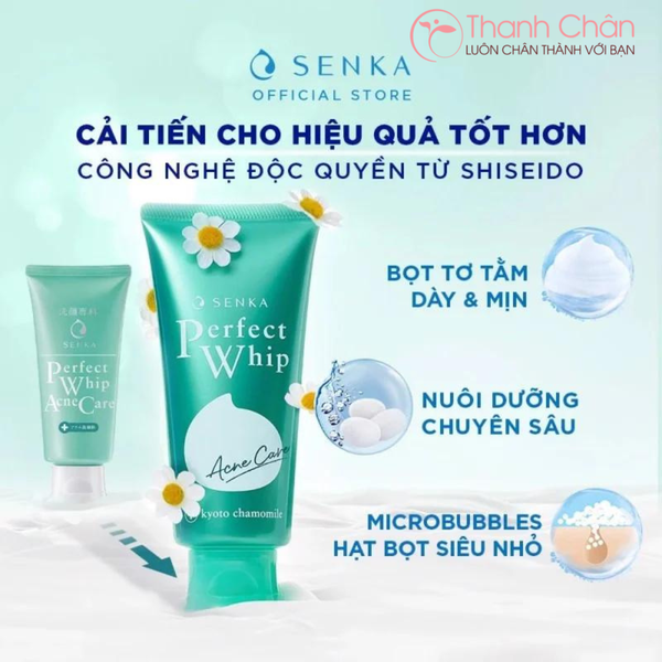 Sữa rửa mặt ngăn ngừa mụn Senka Perfect Whip Acne Care 100g