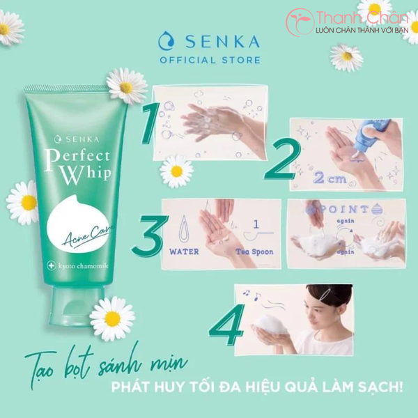 Sữa rửa mặt ngăn ngừa mụn Senka Perfect Whip Acne Care 100g