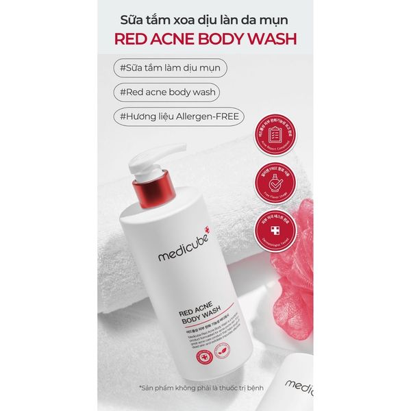 Sữa tắm ngừa mụn lưng Medicube Red Acne Body Wash 400g