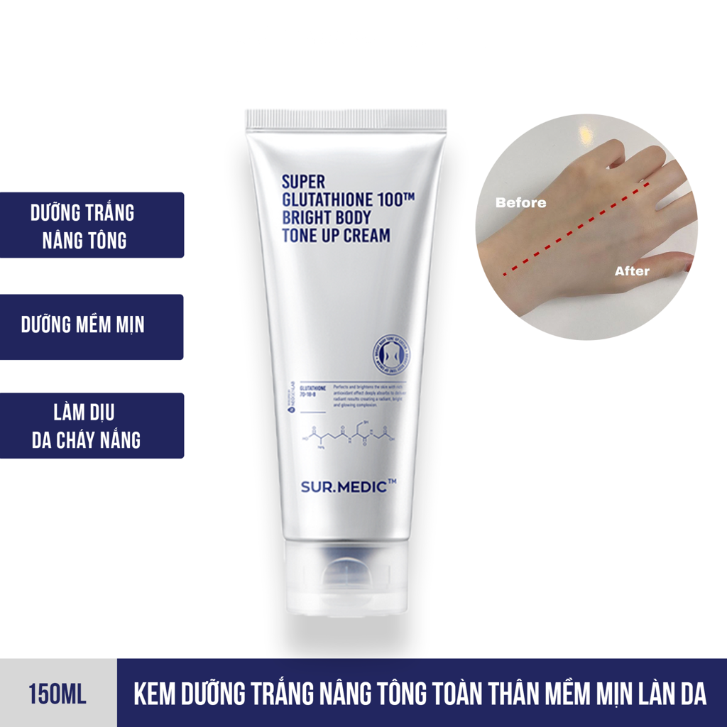 sur.medic super glutathione 100 bright tone up cream Kem dưỡng nâng tone Body Sur.medic Super Glutathione 100 Bright Body T  Thanh Chân Cosmetics cửa hàng mỹ phẩm chính hãng