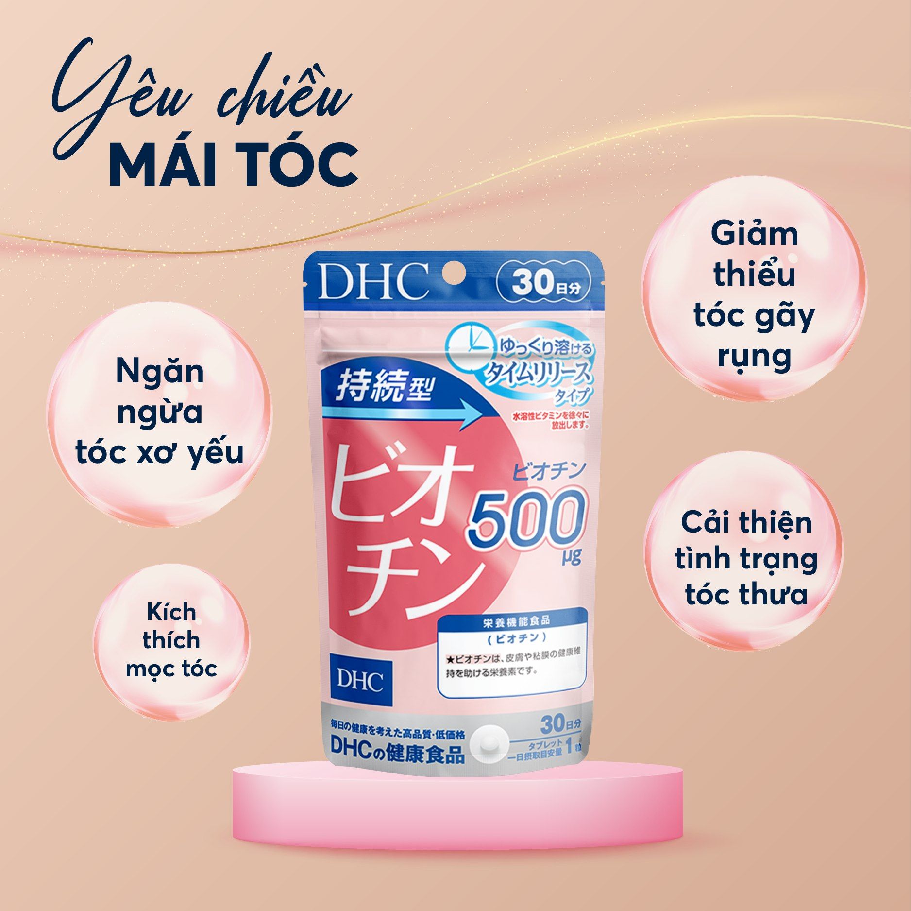 Viên uống biotin ngăn rụng tóc DHC Sustained Release Biotin 30 ngày Thanh  Chân Cosmetics cửa hàng mỹ phẩm chính hãng