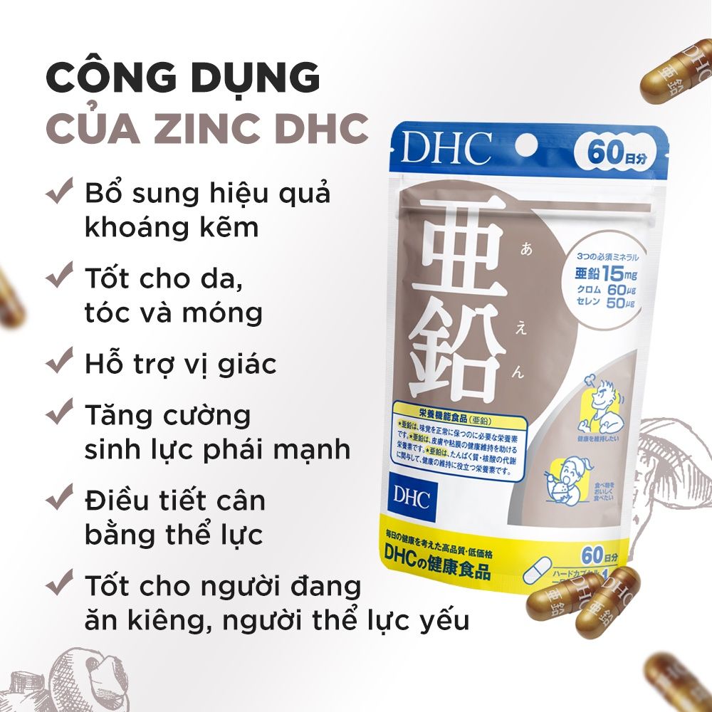 Viên uống Bổ sung Kẽm DHC Zinc Thanh Chân Cosmetics cửa hàng mỹ phẩm chính hãng